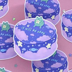 frog cake sticker | frog sticker | positive quote | froggy sticker | laptop sticker | vinyl sticker
