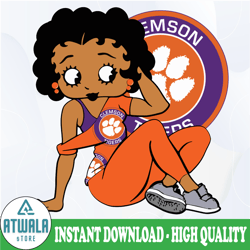 betty boop with clemson tigers png file, ncaa png, sublimation ready, png files for sublimation,printing dtg printing