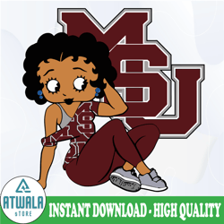 betty boop with mississippi state bulldogs png file, ncaa png, sublimation ready