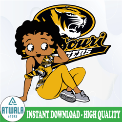 betty boop with missouri tigers png file, ncaa png, sublimation ready, png