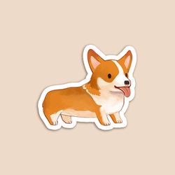 vinyl sticker long red corgi