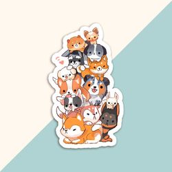 vinyl sticker a pile of dogs