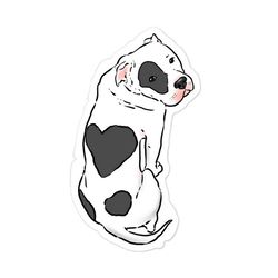 cute pit bull sticker, pit bull with heart spot, pittie sticker, sweet pit bull decal, pittie decal, pit bull decor,