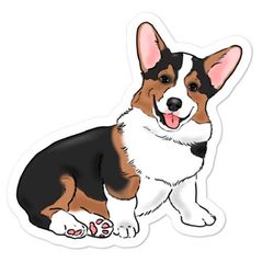 tricolor corgi sticker, pembroke welsh corgi, corgi mom, corgi dad, corgi lover, corgi gift, cute corgi, smiling corgi