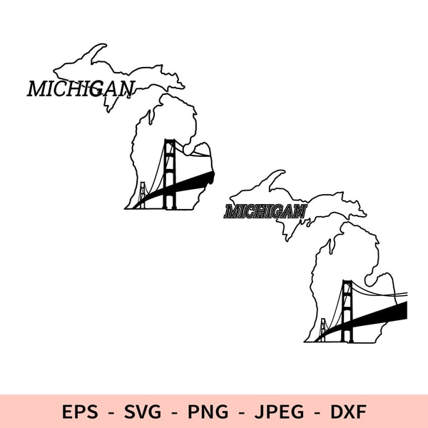 Michigan M Dxf File Michigan Bridge Svg File for Cricut Michigan Sublimation dxf | Inspire ...
