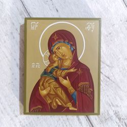 Virgin Mary | Hand painted icon | Orthodox icon | Theotokos | Mother of God | Hand painted small icon | Orthodox Church