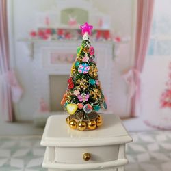 Christmas. Christmas tree. (1,97 inches ) New Year. Puppet miniature.1:12 scale.