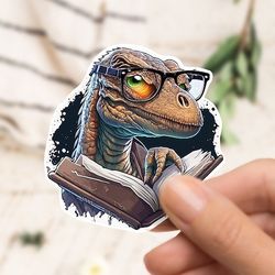 dinosaur bookworm sticker