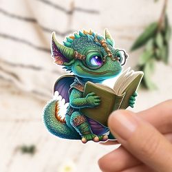 cute dragon bookworm sticker