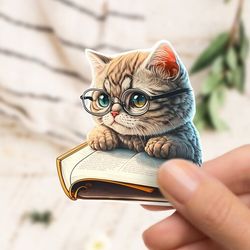 cute cat bookworm sticker