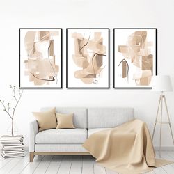 Very Large Posters Neutral Artwork Abstract Download Beige Wall Art Set Of 3 Pictures Abstract Painting Oversize Art