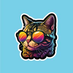 cool cat sticker, cat with glasses sticker, cat lover sticker, cat stickers, cat stickers cute