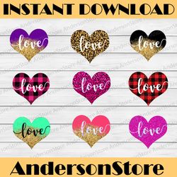 valentines day png, plaid heart png, valentines day clipart, leopard heart , love files for sublimations