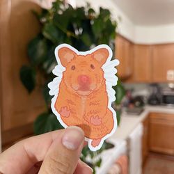 waterproof orange hamster sticker