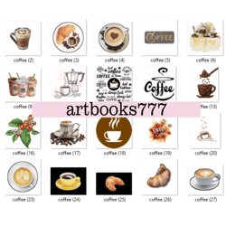 digital paper-coffee in a wonderful garden-digital scrapbooking-27 png digital documents - coffee, logo