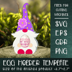 Spring Gnome | Chocolate Egg Holder Template SVG