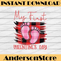 My First Valentines Day Png, Baby's First Valentine's Png, Baby Sublimation File, PNG Clipart, Buffalo Footprint Png