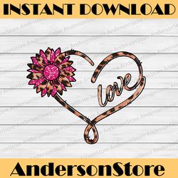 love heart png, love sunflower png, love hear leopard png, digital download