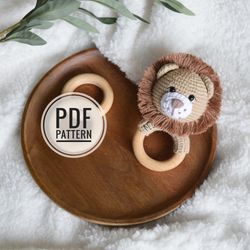 Crochet pattern lion baby rattle, safari lion rattle easy crochet pattern PDF