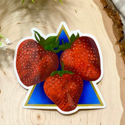 strawberry sticker/ strawberries sticker/ vinyl stickers/ fruit stickers/ food stickers/ stickers for laptops