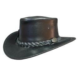 Outback Black Leather Cowboy Hat