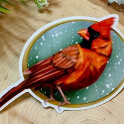 cardinal sticker, bird sticker, vinyl stickers, animal stickers, nature stickers, stickers for laptops