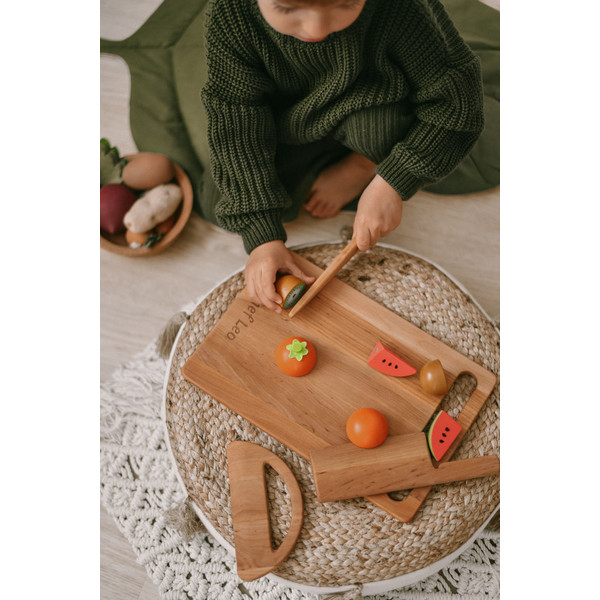 Montessori Cutting Board Chef Set, Personalized Gift for Kids