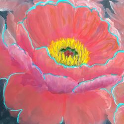 pink peony oil painting/digital download print