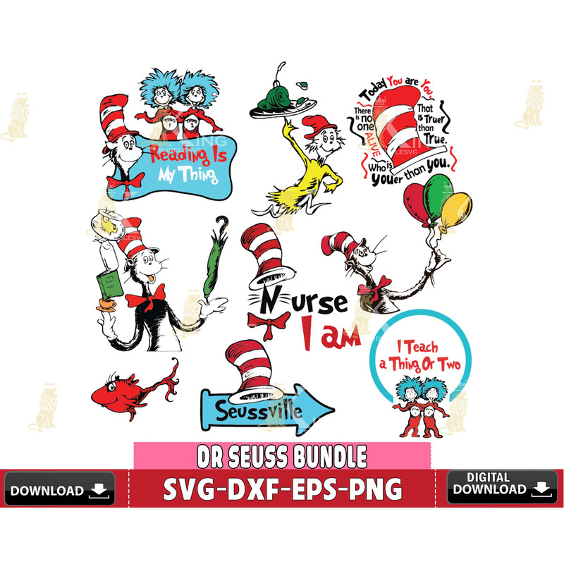 DR180121762-Bundle To day you are you, Nurse I am , teaching is my thing, Seuss ville, I teach a thing or two, dr Svg Dxf Eps Png file.jpg
