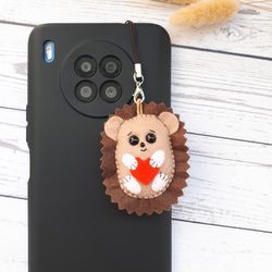 Hedgehog phone charm, Hedgehog gifts, Plush keychain, Bag zipper charm, Purse charm, Backpack charm, Teenage girl gifts