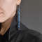 Long earrings, blue earrings, wooden earrings, silver earrings, unusual earrings, spiral earrings, earrings on ear