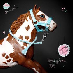 Ocean Blue realistic custom Schleich tack for toy horses handmade gift for horse lovers collectors and children Halter