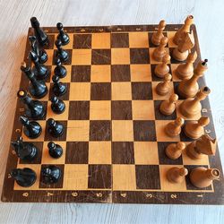 Rude big wooden brutal chess set USSR - weighted Soviet large chess vintage