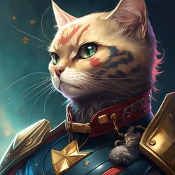 A cat in the style of Captain Marvel