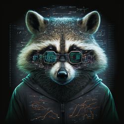 Raccoon Rocket in matrix style