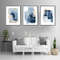 3 abstract paintings in blue tones, easy to download