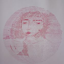 painting with a sharp pen "angel of silence", calligraphy