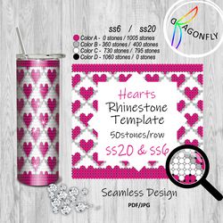 SS20 & SS6 TUMBLER TEMPLATE / RHINESTONE TUMBLER Template SS6 and SS20 50X44stones Hearts - 26