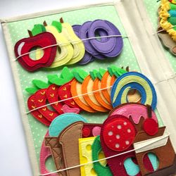 Felt The very hungry caterpillar Early learning Felt food Educational Lacing toy Learning games for kids Sensory items