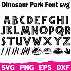 Dinosaur Park Font Svg, Font svg, Silhouette, Cricut Font, Bundle Font, Cute Fonts, Instant Download