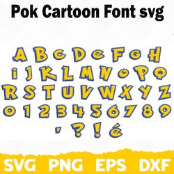 Pok Cartoon Font Svg, Font svg, Silhouette, Cricut Font, Bundle Font, Cute Fonts, Instant Download