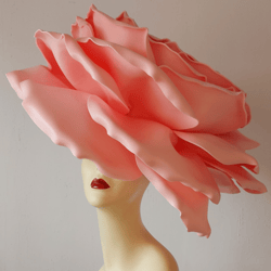 Oversize Rose hat, Kentucky Derby Hat, Wedding headdress, Giant Rose Headpiece, Bridal accessory, Pink fascinator