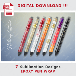 7 Inspired Ciroc Designs - Seamless  Patterns - EPOXY PEN WRAP - Full Pen Wrap