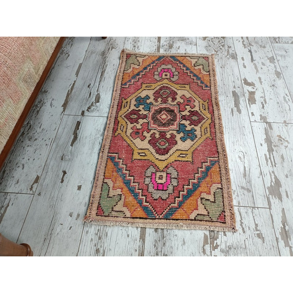 floral mat, meditation mat, pastel color mat, pretty mat, turkish area rug, boho mat, bath mat, vintage oushak rug2.jpg