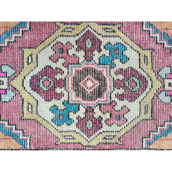 floral mat, meditation mat, pastel color mat, pretty mat, turkish area rug, boho mat, bath mat, vintage oushak rug7.jpg