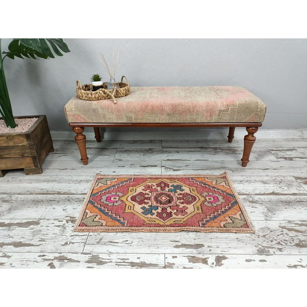 floral mat, meditation mat, pastel color mat, pretty mat, turkish area rug, boho mat, bath mat, vintage oushak rug1.jpg