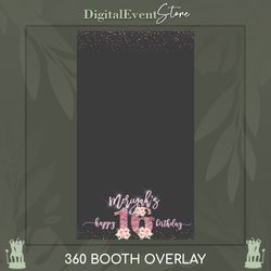 360 Photobooth 16th Birthday Pink Flowers Party Overlay Video Booth Slomo Touchpix Girl Pink Bday 360 Template Sweet 16
