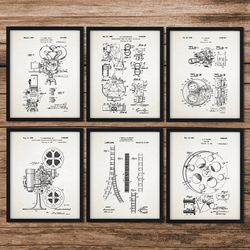 Set of 6 Movie Patent, Cinema Poster, Film Camera Patent, Film Projector Poster, Film Wall Decor, Film Student Gift