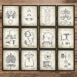 Ophthalmology Patent Print Set of 12,Gift for Ophthalmologist or Optometrist,Vintage Medical Patents,Medical Wall Decor