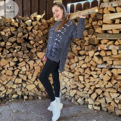 crochet skull sweater, pdf pattern skull, oversized sweater, loose crochet jumper, crochet pattern easy